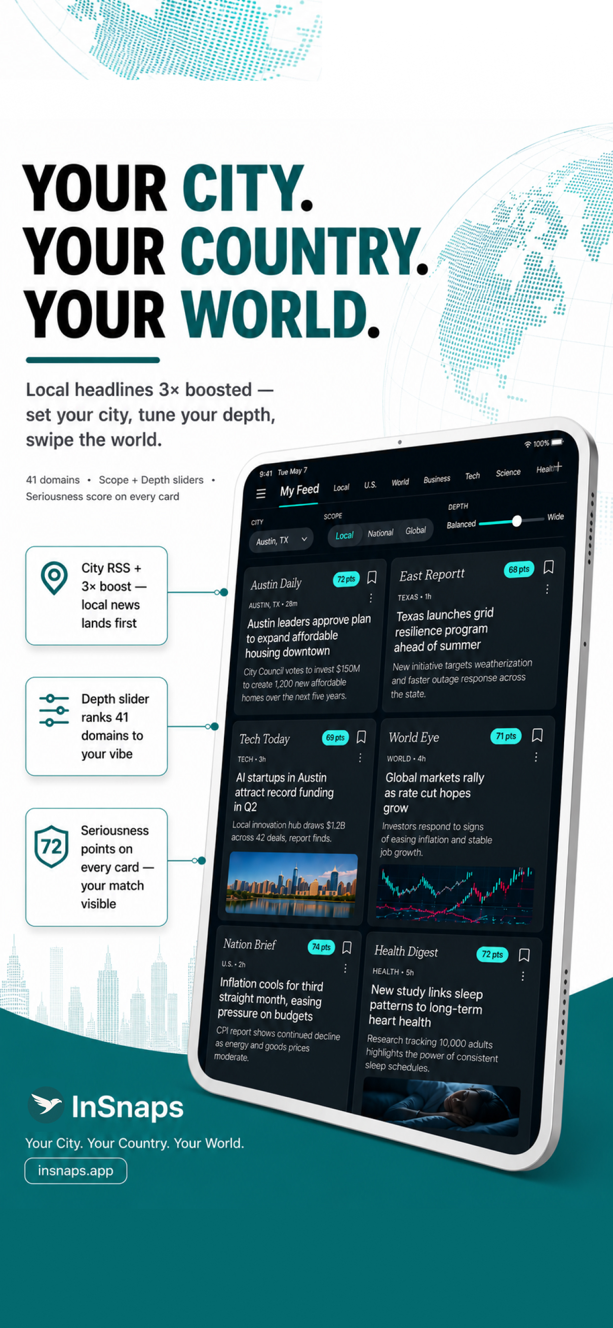 InSnaps city-first personalized feed preview